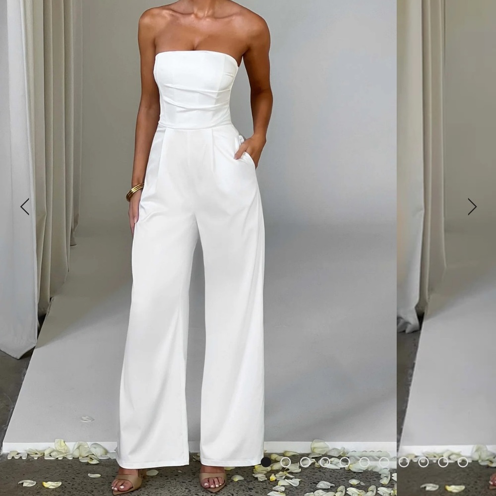 Martinez Jumpsuit Ivory Babyboo Fashion Strapless